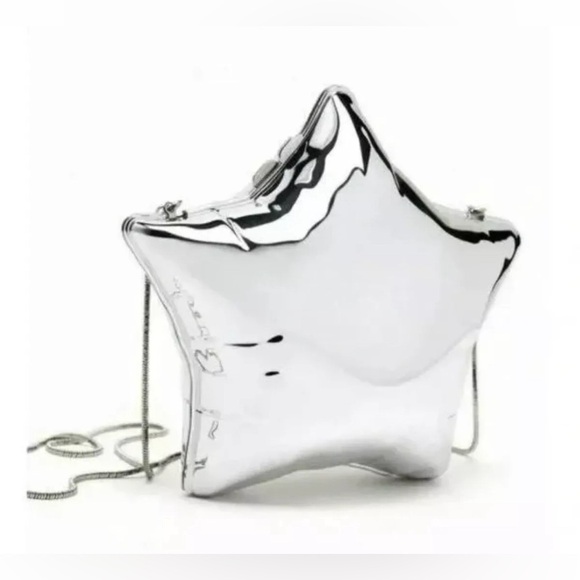 Zara Handbags - Nwt- Zara ZARA NEW WOMAN STAR SHAPED  MINAUDIÈRE BAG SILVER